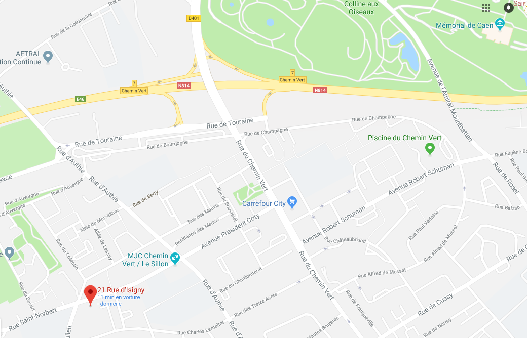 Plan 21 rue d'Isigny 14000 Caen